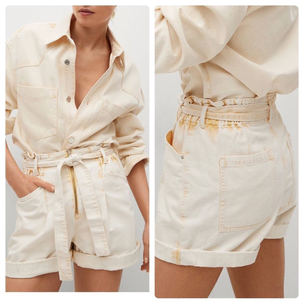 Mango Shorts Denim Paperbag New